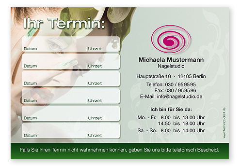 Terminzettel "exotic Beauty" - 6 Termine