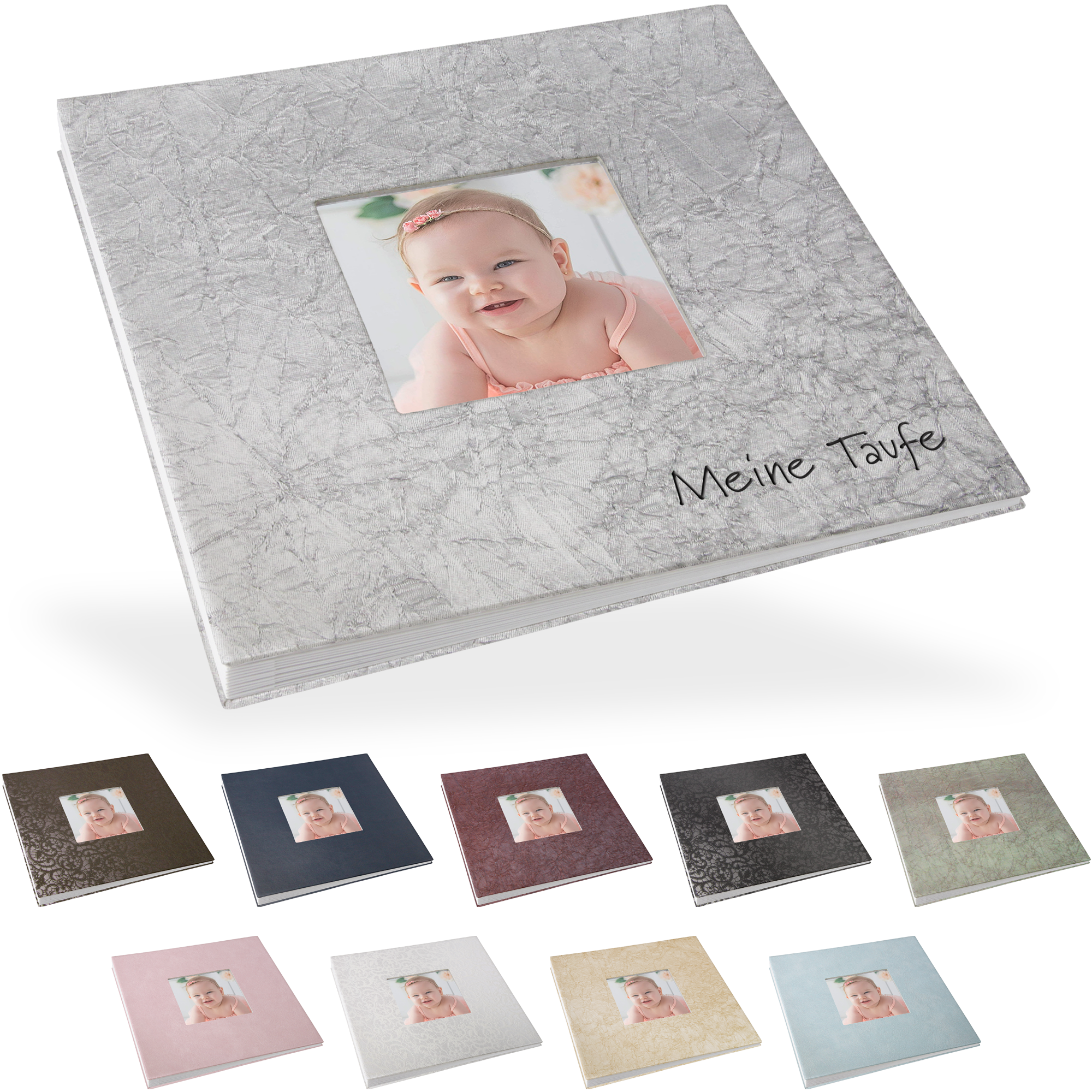 Blockalbum 22 x 22 cm, weiße Inhaltsseiten, mit Bilddurchstanzung