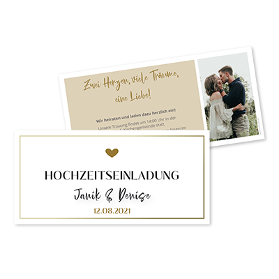 Hochzeitskarte "Just You & Me", 194 x 93 mm