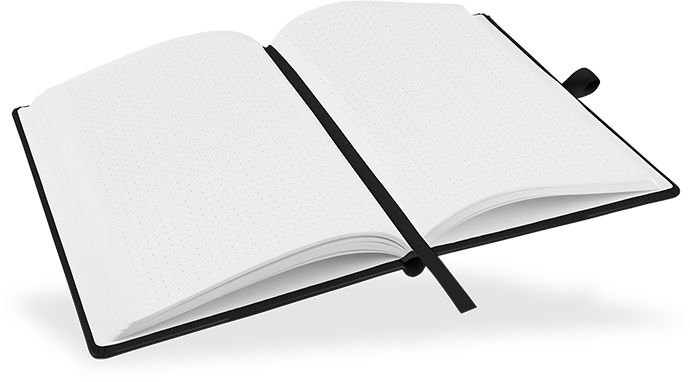 Personalisiertes Notizbuch mit schwarzem Umschlag,       DIN A5