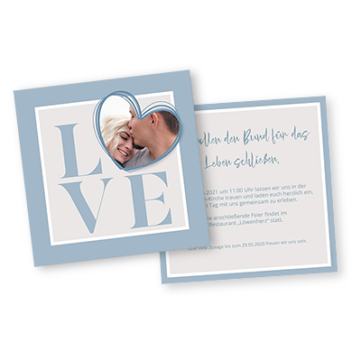 Hochzeitskarte "Love is in the Air", 140 x 140 mm
