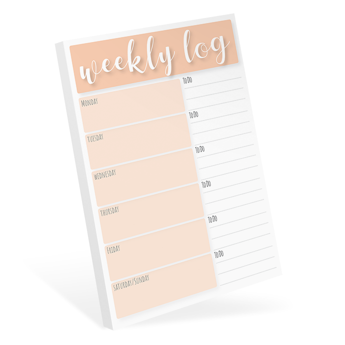 "Weekly Log", Notizblock DIN A6