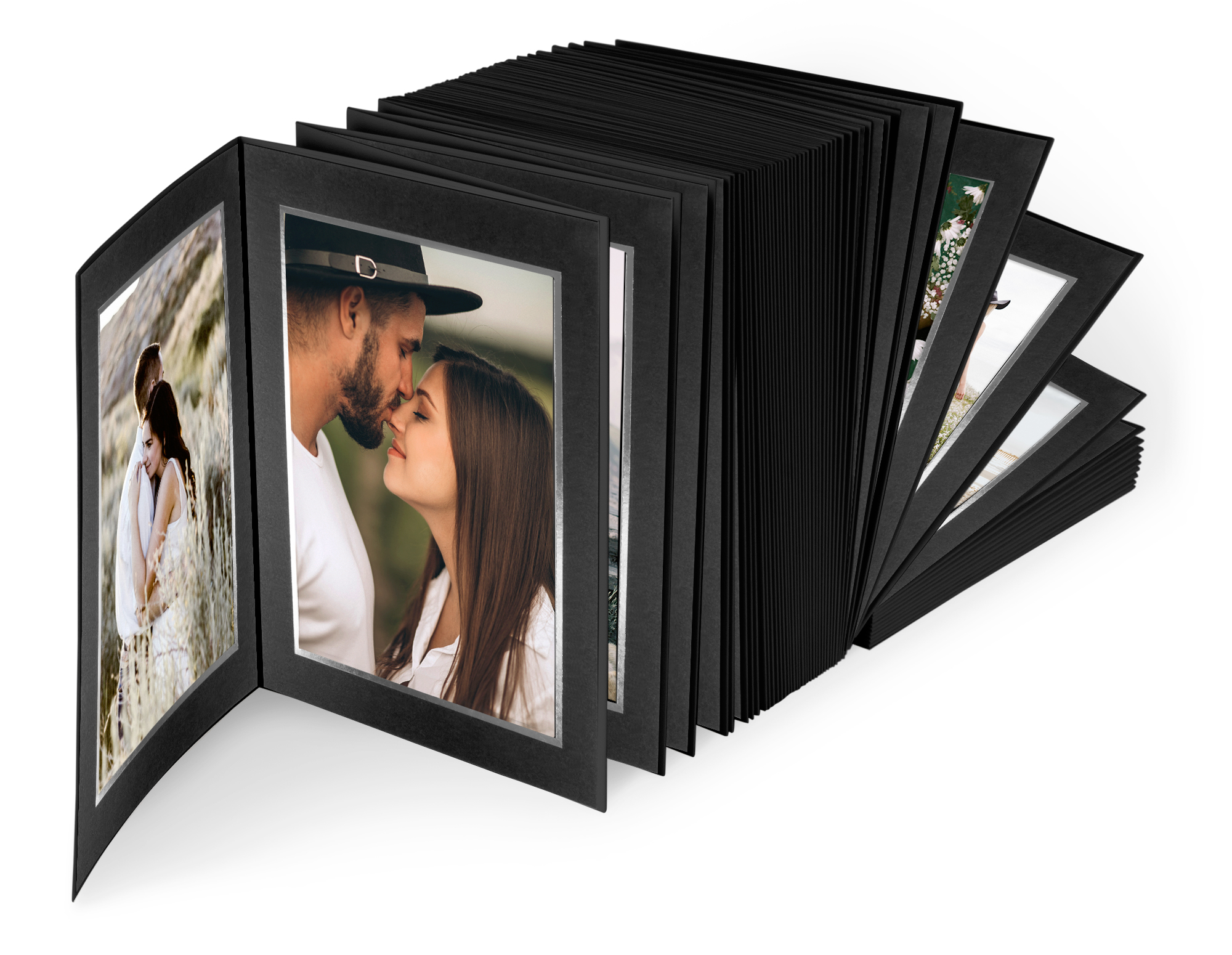 Endlosleporello LS/Perlmut schwarz Silberprägung